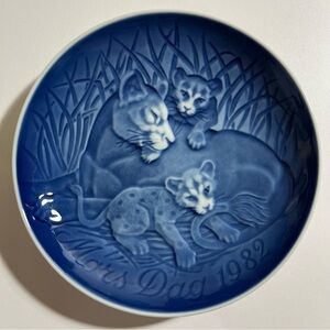 1982 Bing & Grondahl Plate Mother's Day LION WITH CUBS Henry Thelander Denmark B